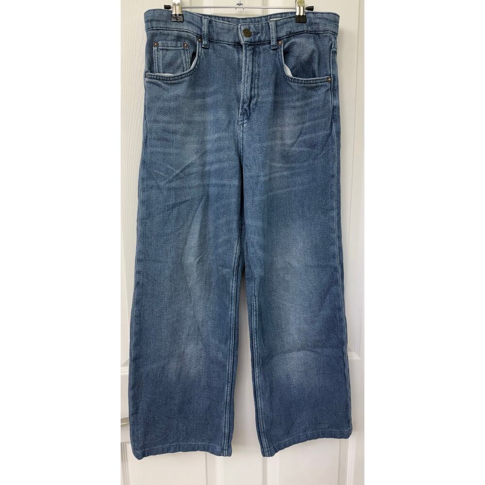 Zara size 6 wide leg baggy skater medium wash denim jeans - Picture 3 of 10